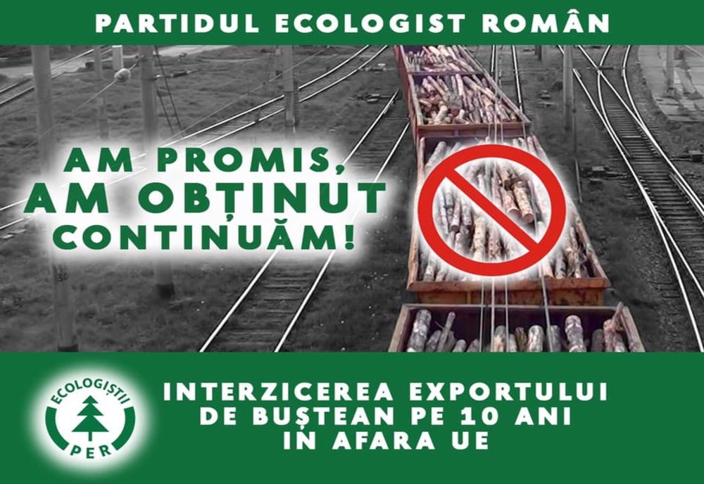 Partidul Ecologist Român atenționează că proiectul său cu exportul de busteni a fost adoptat parțial și acuză parlamantarii de servilism față de grupuri de interese externe