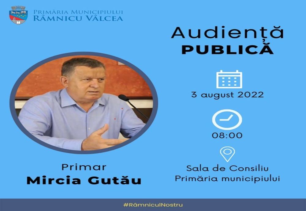 Primarul Râmnicului, Mircia Gutău, va sta de vorbă cu cetățenii