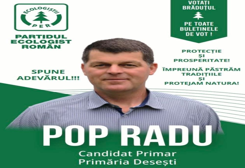 Partidul Ecologist Român își arată susținerea pentru Pop Radu, Candidatul PER la Primăria Comunei Desești